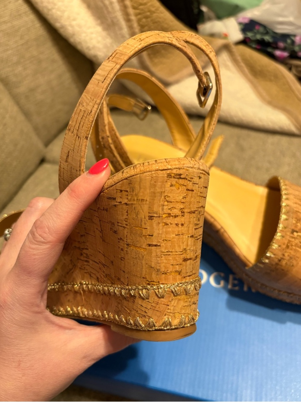 Jack Rogers Cork Slingback Sandals in Tan - Picture 2 of 9